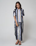 Nevada Short Sleeve Pyjama Pants Brick Stripe Combo