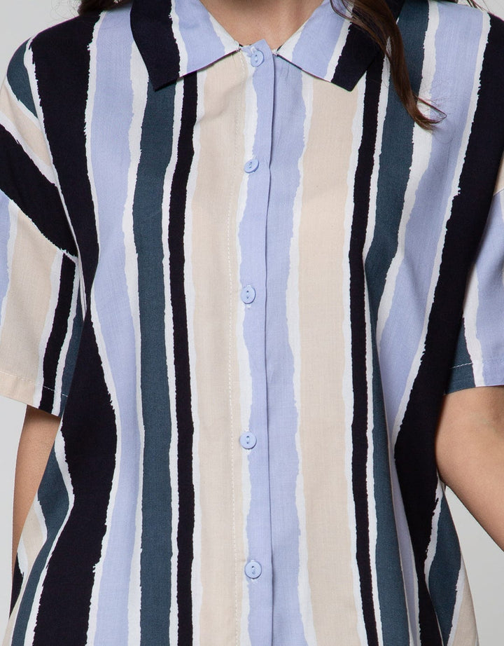 Nevada Short Sleeve Pyjama Pants Brick Stripe Combo