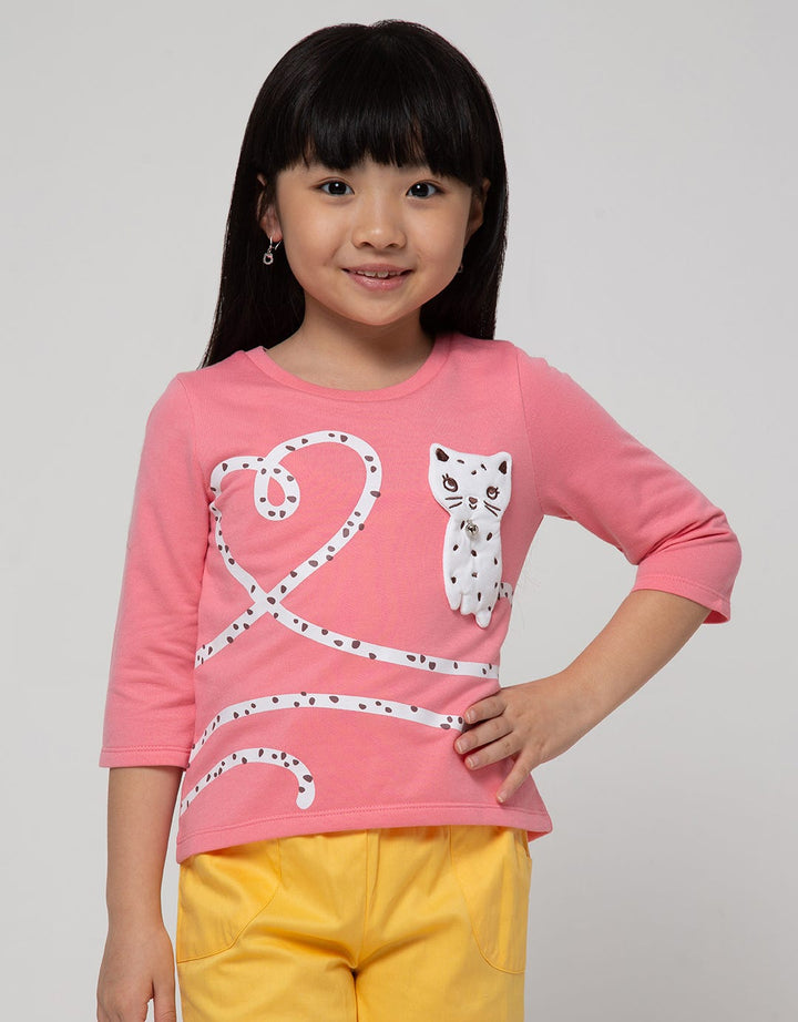 Little M Long Sleeve T-Shirt Cat Ekor Panjang Hati