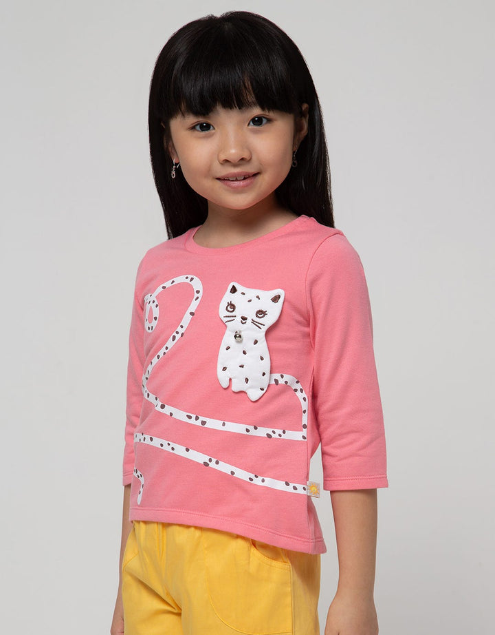 Little M Long Sleeve T-Shirt Cat Ekor Panjang Hati