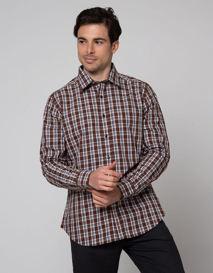Johnwin Kemeja Formal Print Check