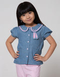 Little M Short Sleeve Shirt Kemeja Kerah Kuping Bunny