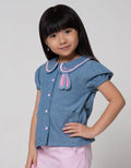 Little M Short Sleeve Shirt Kemeja Kerah Kuping Bunny