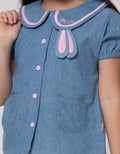 Little M Short Sleeve Shirt Kemeja Kerah Kuping Bunny