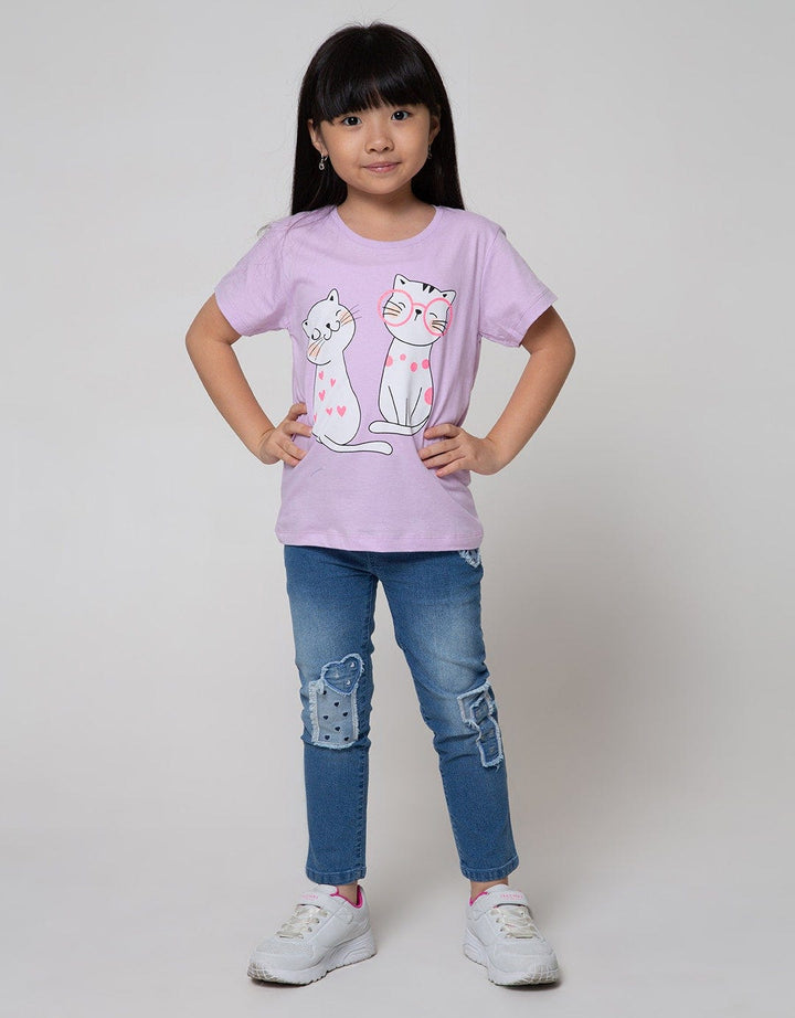 Little M Heart Checkered Patch Denim Jeggings