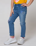 Little M Heart Patch Denim Jeggings