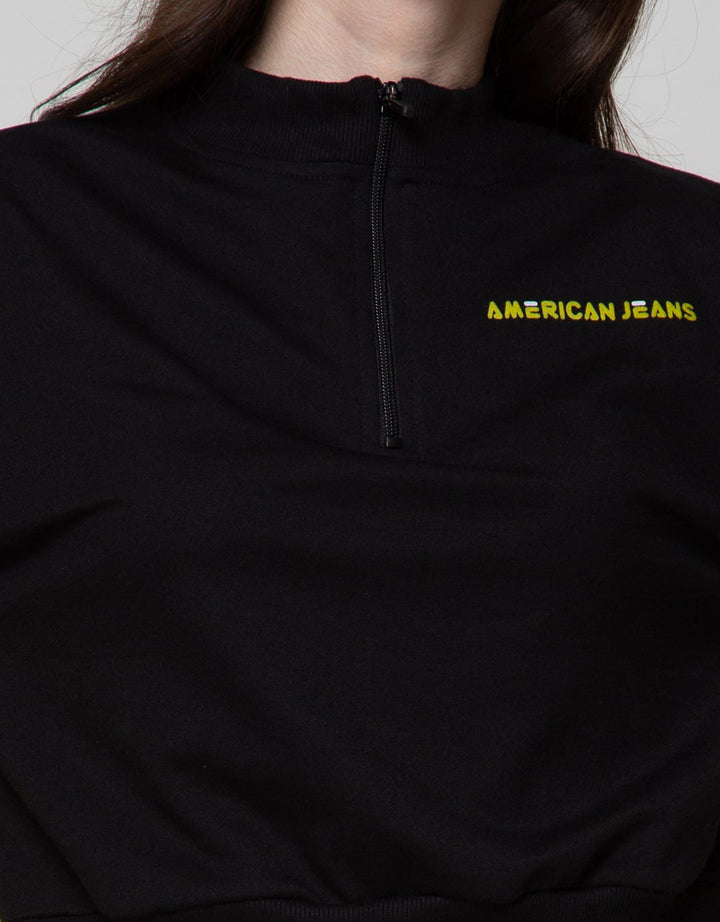 American Jeans Crop Sweatshirt With Half Zipper