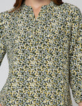 St. Yves Long Sleeve Blouse Print With Gold Button