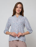 St. Yves Long Sleeve Blouse Print With Gold Button