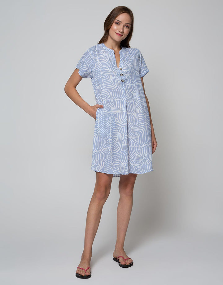 St. Yves Short Sleeve Midi Dress Sleeve Print