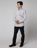 Johnwin Kemeja Pocket Stripe Casual