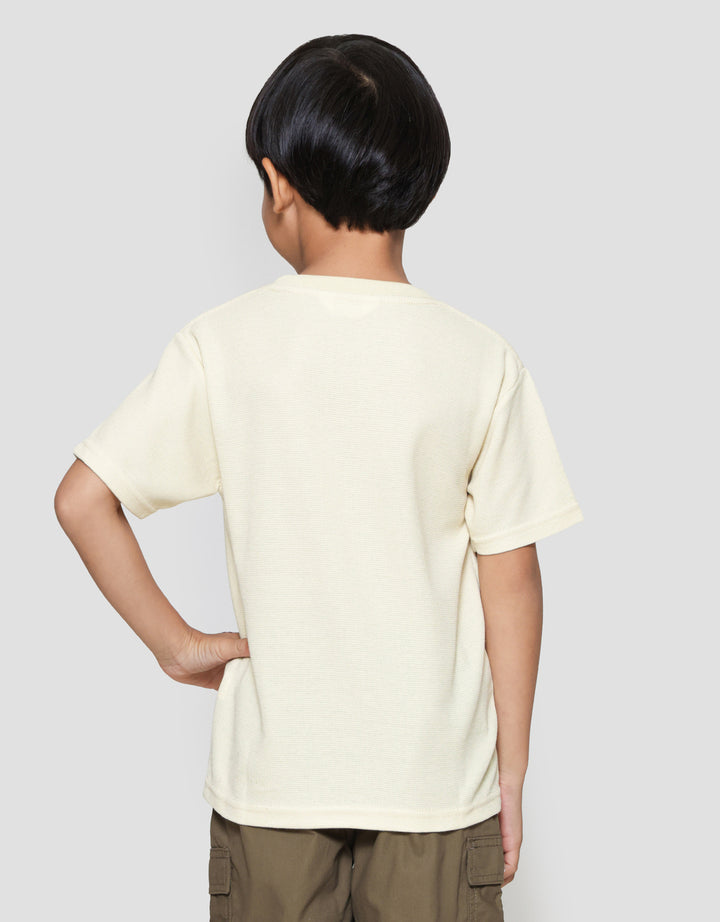 Little M Pocket Crewneck Dino Print Kaos Lengan Pendek Anak Laki-laki