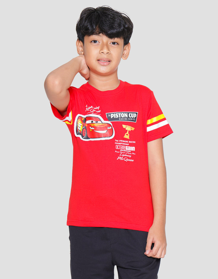 Disney Cars Lightning Piston Cup Print Kaos Lengan Pendek Anak Laki-laki