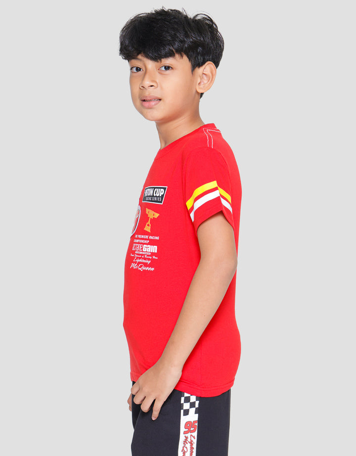 Disney Cars Lightning Piston Cup Print Kaos Lengan Pendek Anak Laki-laki