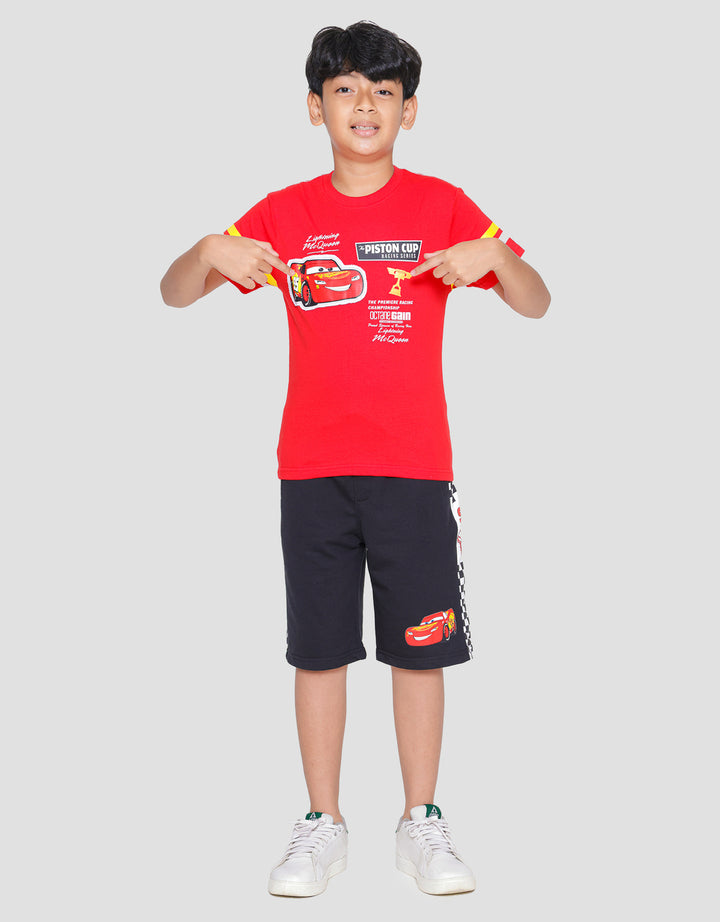 Disney Cars Lightning Piston Cup Print Kaos Lengan Pendek Anak Laki-laki