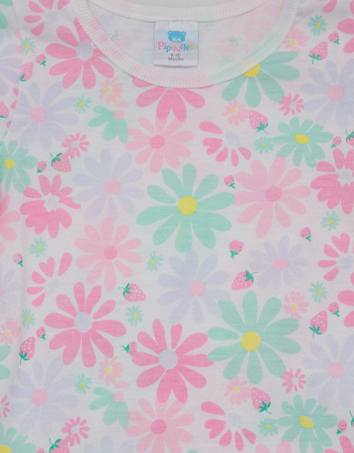 Pipiniko Short Sleeve Midi Dress Daily Flower