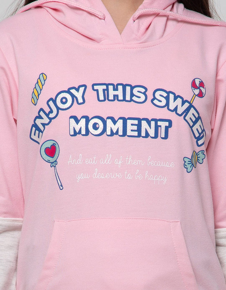 Nevada Sweatshirt Hoodie Cut N Sewn Lengan Print Candy