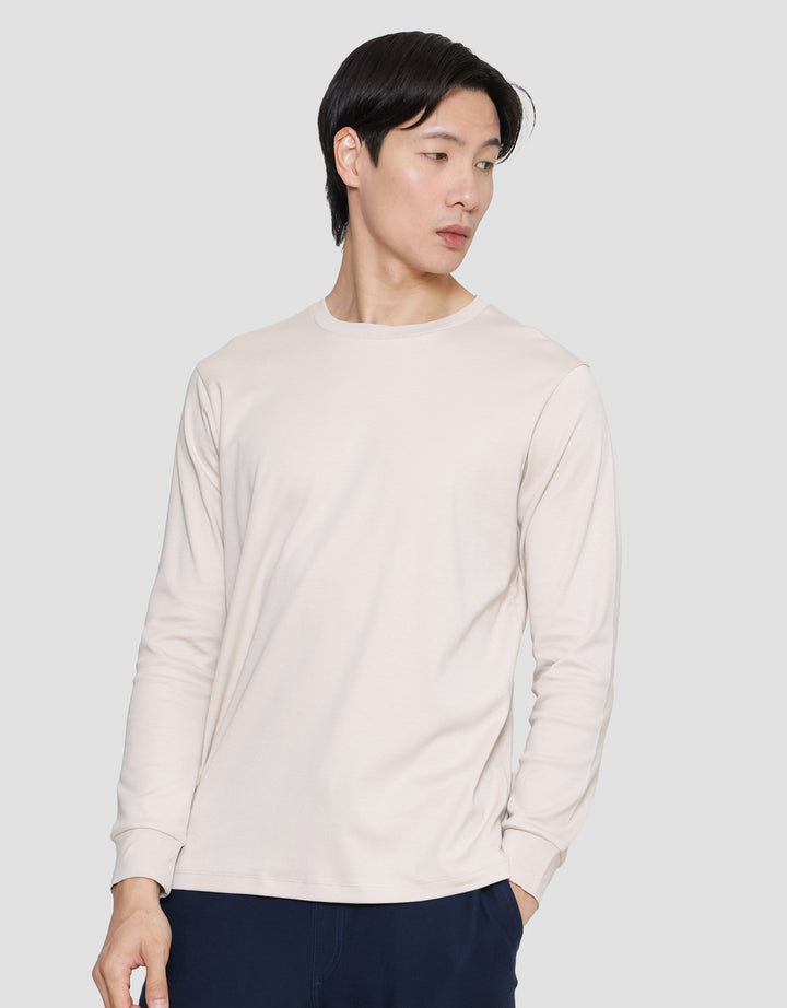 Suko Round Neck Soft Touch Kerah Bulat Lengan Panjang Kaos Pria