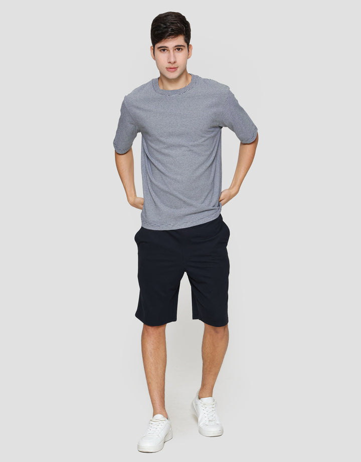 Suko Oversized Round Collar Stripe Men's Short Sleeve T-Shirt