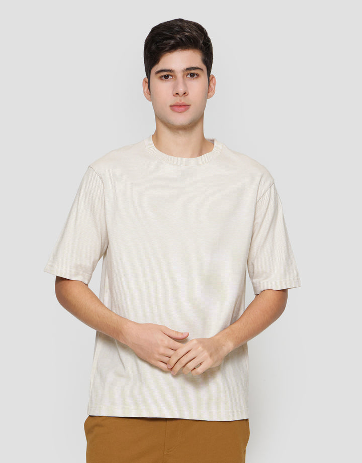 Suko Oversized Garis Kerah Bulat Kaos Lengan Pendek Pria