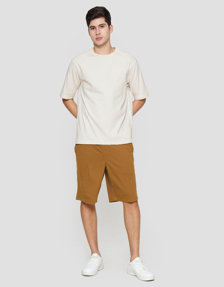 Suko Oversized Garis Kerah Bulat Kaos Lengan Pendek Pria