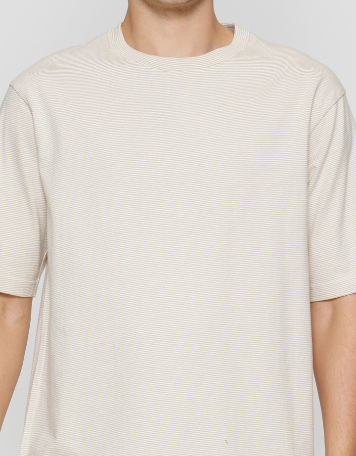 Suko Oversized Round Collar Stripe Men's Short Sleeve T-Shirt