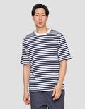 Suko Striped Print Round Collar Men's Oversized Short Sleeve T-Shirt
