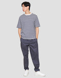 Suko Striped Print Round Collar Men's Oversized Short Sleeve T-Shirt