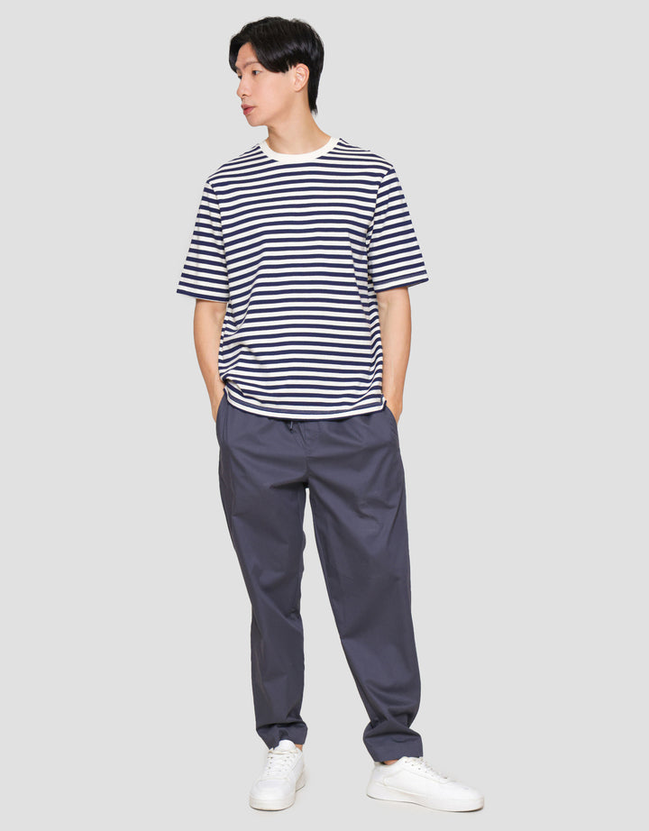 Suko Oversized Ss Striped Tee Print Kerah Bulat Kaos Lengan Pendek Pria