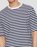 Suko Oversized Ss Striped Tee Print Kerah Bulat Kaos Lengan Pendek Pria