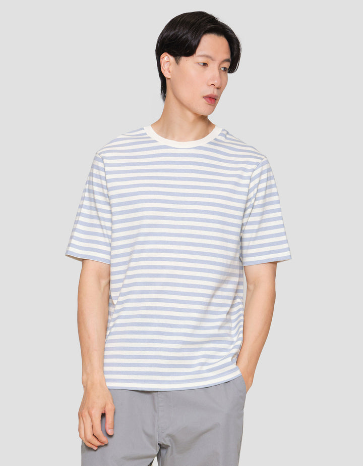 Suko Oversized Ss Striped Tee Print Kerah Bulat Kaos Lengan Pendek Pria