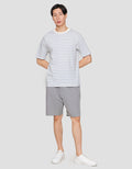 Suko Striped Print Round Collar Men's Oversized Short Sleeve T-Shirt