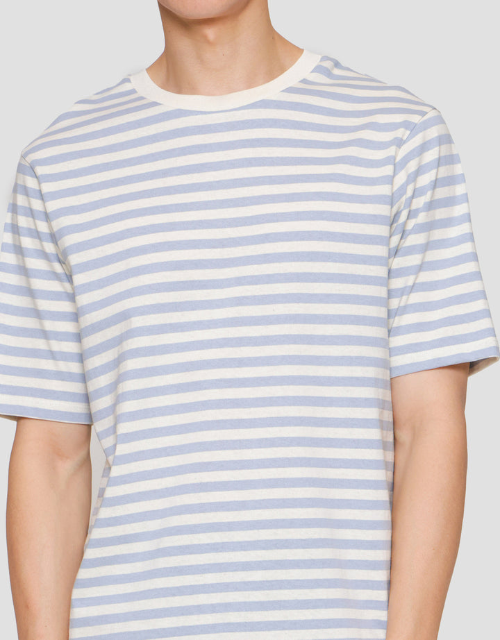 Suko Oversized Ss Striped Tee Print Kerah Bulat Kaos Lengan Pendek Pria