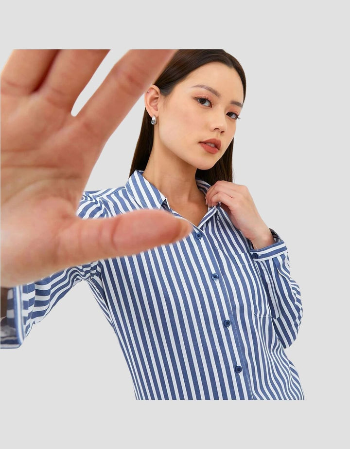 Geela Aemma Kemeja Motif Garis Wanita