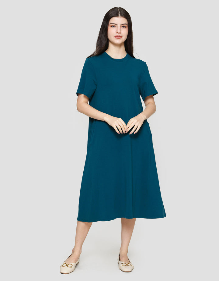 Suko Knit Dress Plain Gaun Jersey Wanita