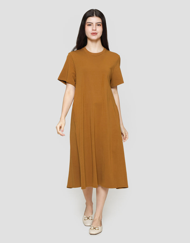 Suko Knit Dress Plain Gaun Jersey Wanita