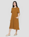 Suko Knit Dress Plain Gaun Jersey Wanita