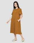 Suko Knit Dress Plain Gaun Jersey Wanita