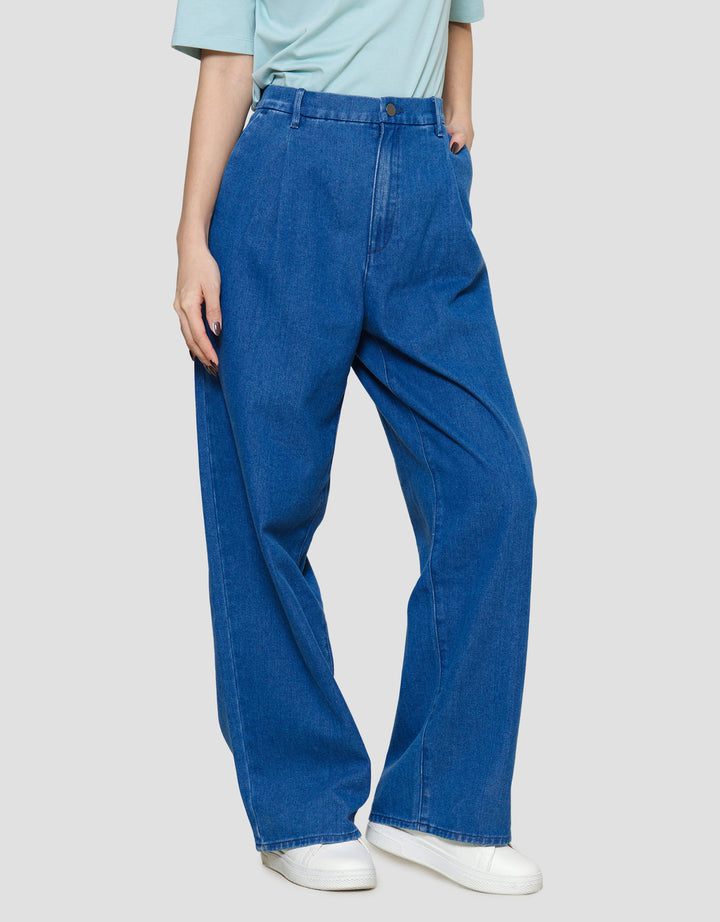 Suko Lipit Drapey Celana Panjang Jeans Wanita