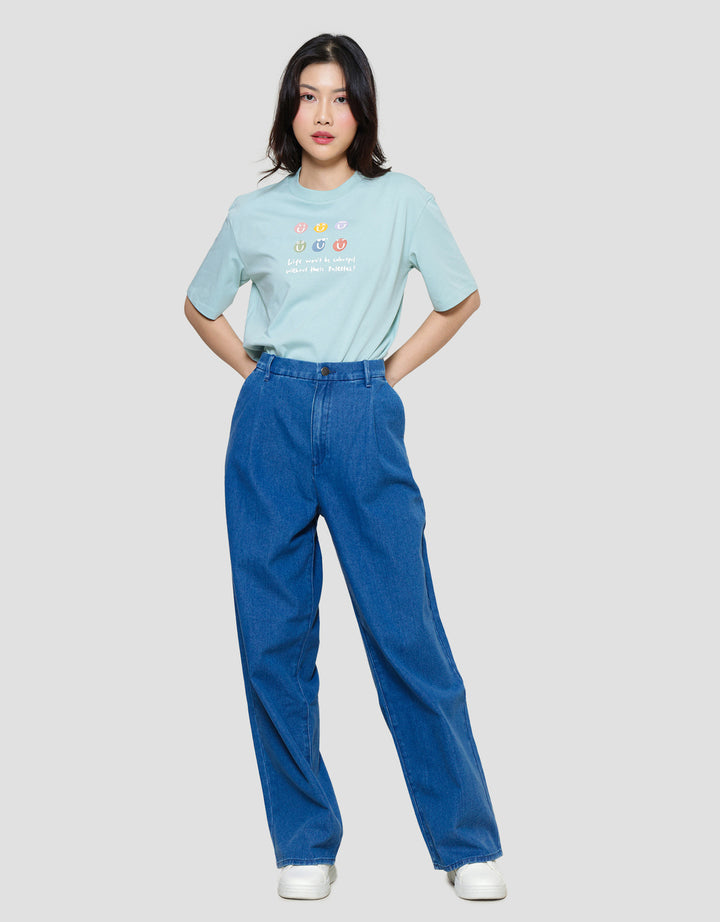 Suko Lipit Drapey Celana Panjang Jeans Wanita