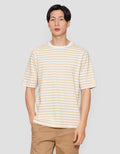 Suko Striped Print Round Collar Men's Oversized Short Sleeve T-Shirt
