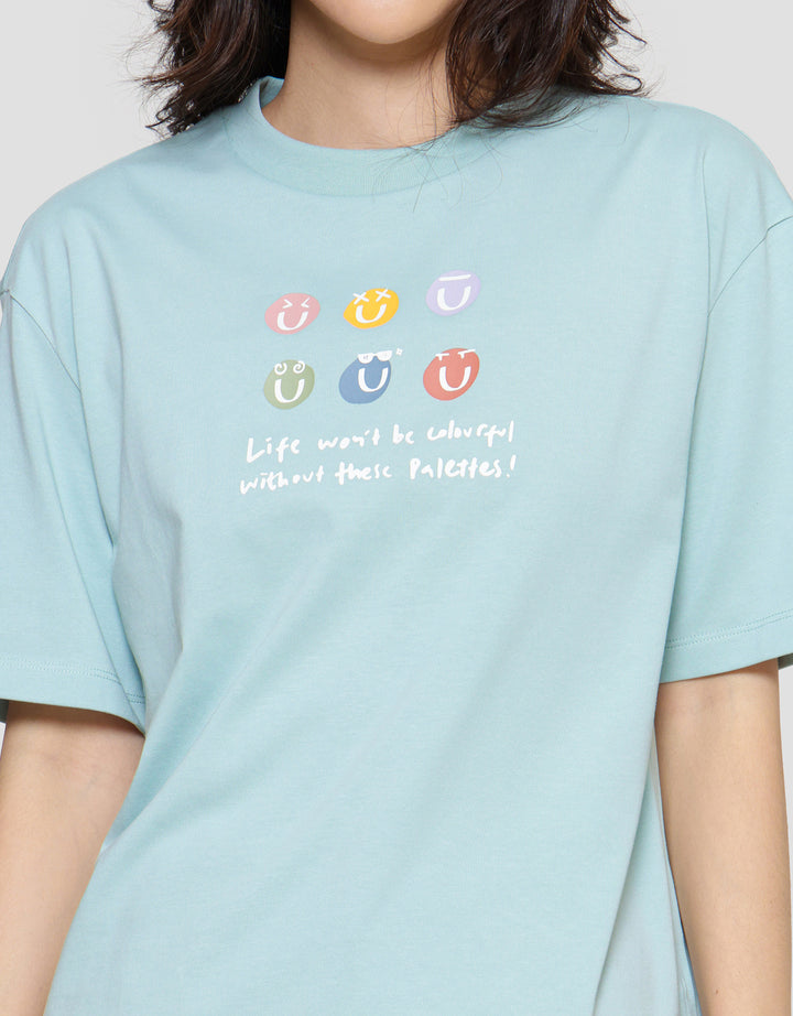 Suko Oversized Graphic Print Kerah Bulat Kaos Lengan Pendek Wanita