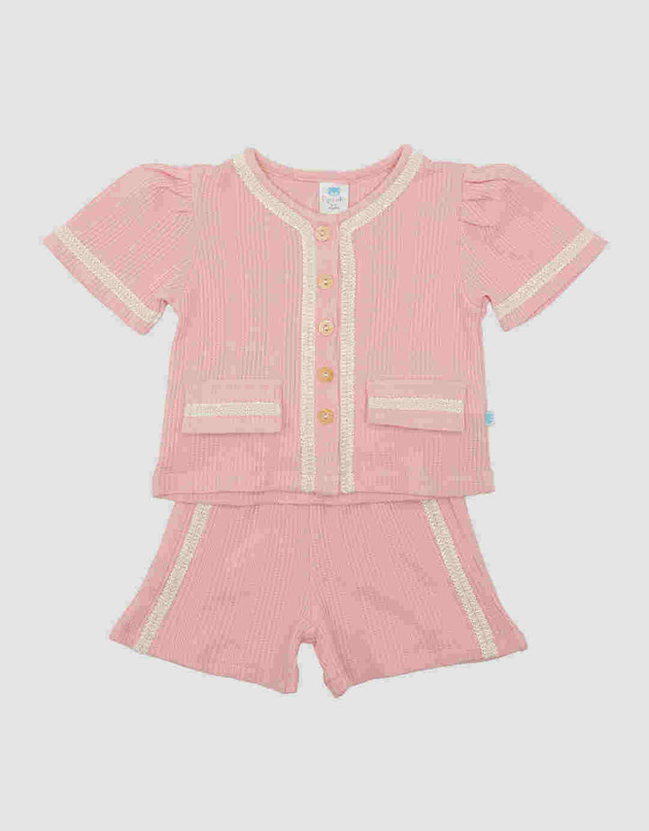 Pipiniko List Contrast Colors Baju Set Kasual Bayi Perempuan