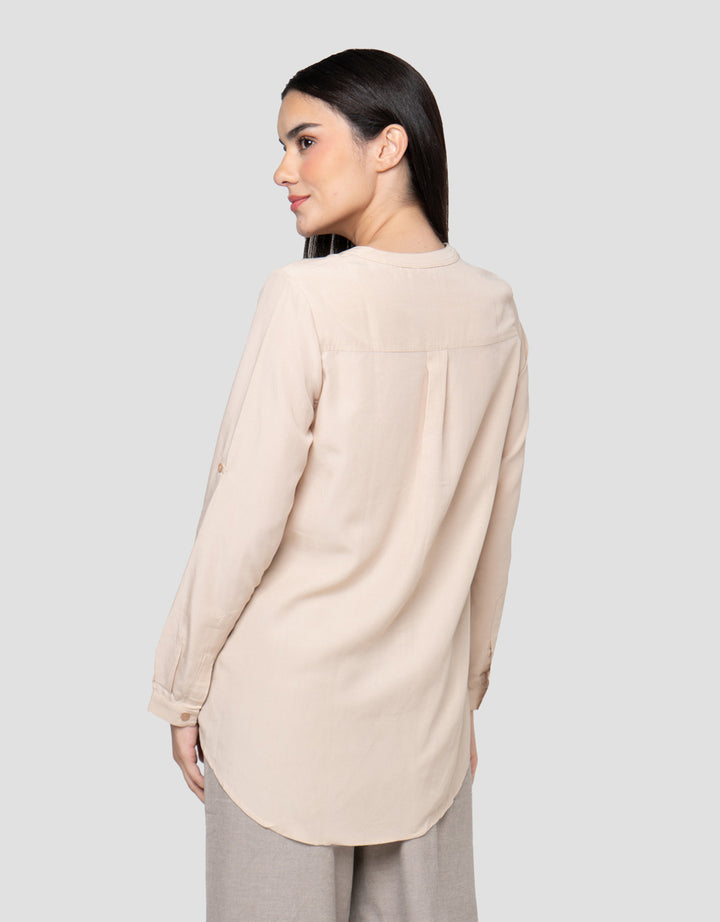 Cardinal Femme Full Button V-Neck Kemeja Wanita