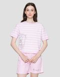 Disney Boxy Stripe Print Marie The Cat  Kaos Lengan Pendek Wanita