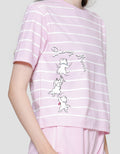 Disney Boxy Stripe Print Marie The Cat  Kaos Lengan Pendek Wanita