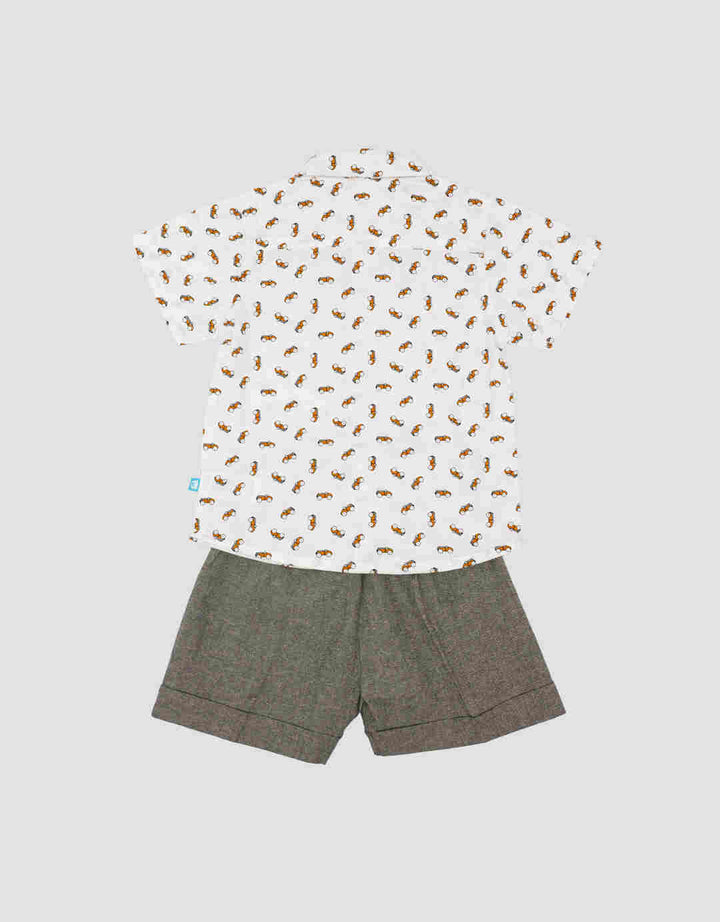 Pipiniko Boys Kemeja Kerah Mobil Balap Pakaian Setelan Bayi