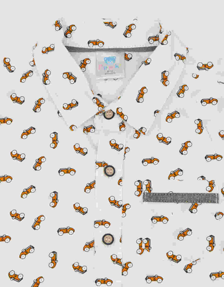 Pipiniko Boys Kemeja Kerah Mobil Balap Pakaian Setelan Bayi