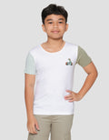 Little M Color Block Sleeve Embro Dino Boys T-Shirt