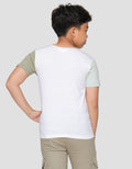 Little M Color Block Sleeve Embro Dino Boys T-Shirt
